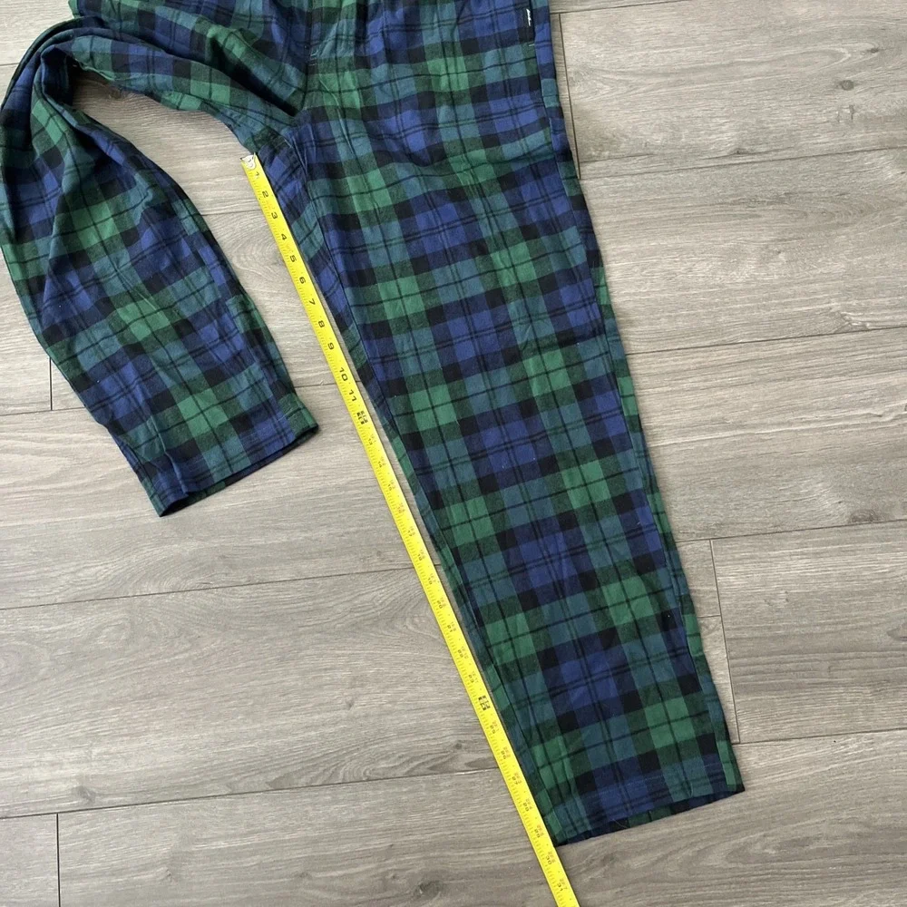 Eddie Bauer Mens M Lounge Pants Blue Green Plaid Drawstring